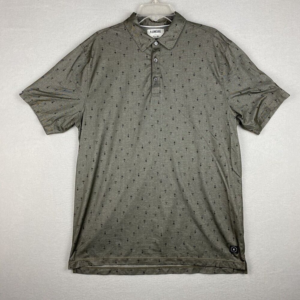 Linksoul Polo Shirt Mens Adult XL Gray Green Casual Lightweight Golf Rugby